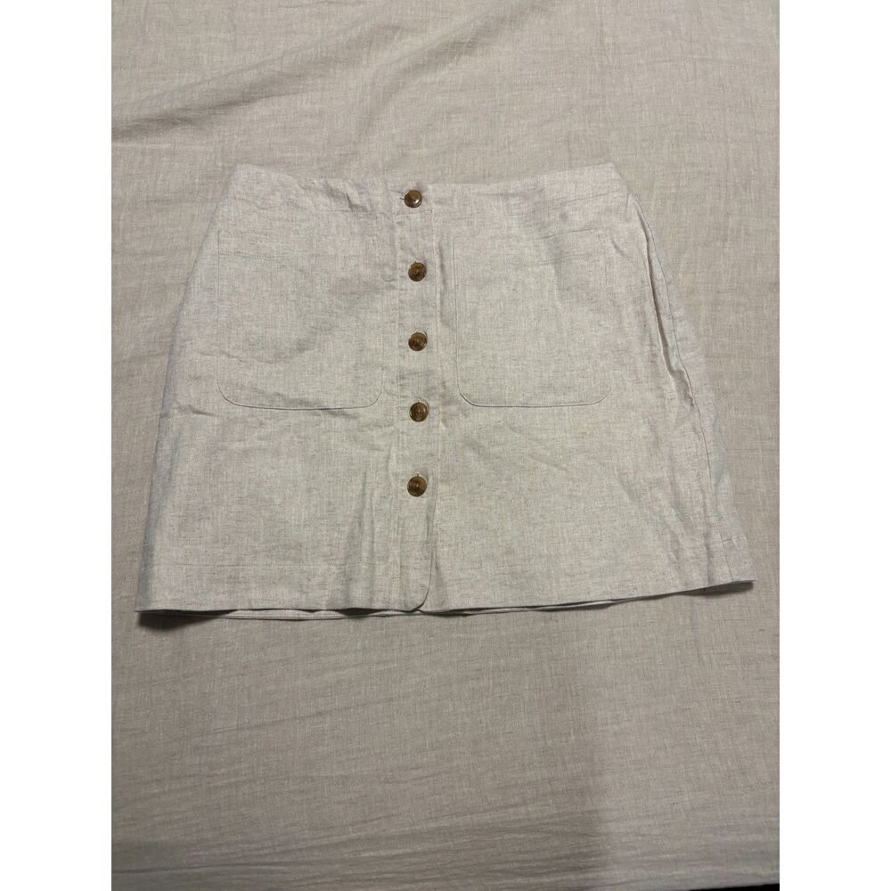 Banana Republic Skirt Womens Size 14 Linen Blend Button Front Mini NEW